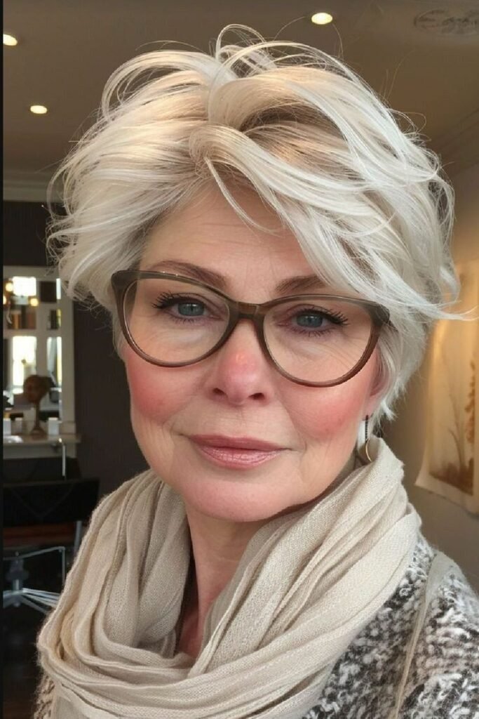 Feathered Silver Pixie with Voluminous Sweep