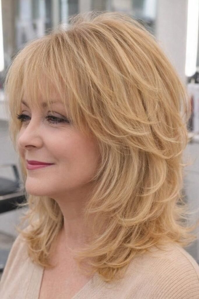 Golden Blonde Shag with Voluminous Layers