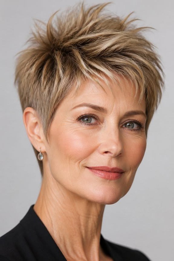 Highlighted Spiky Pixie Cut with Textured Layers