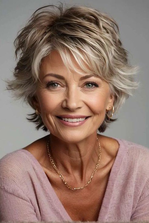 Layered Blonde Bob with Curtain Bangs