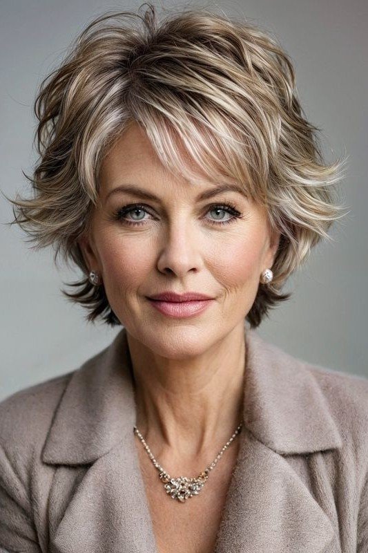 Layered Blonde Shag with Wispy Bangs