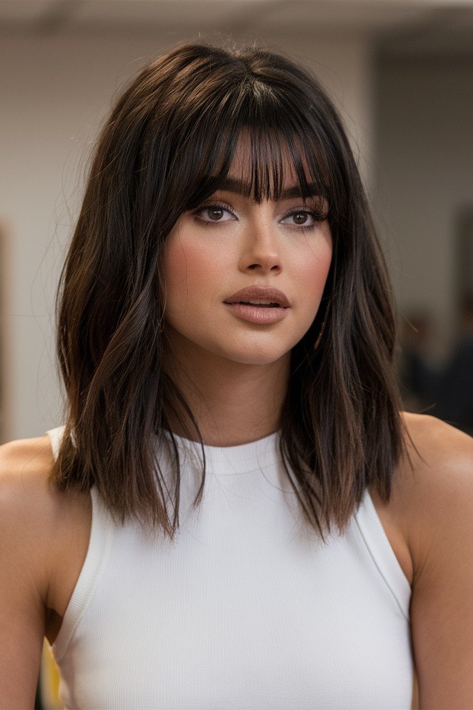 Layered Bob with Blunt Full Bangs