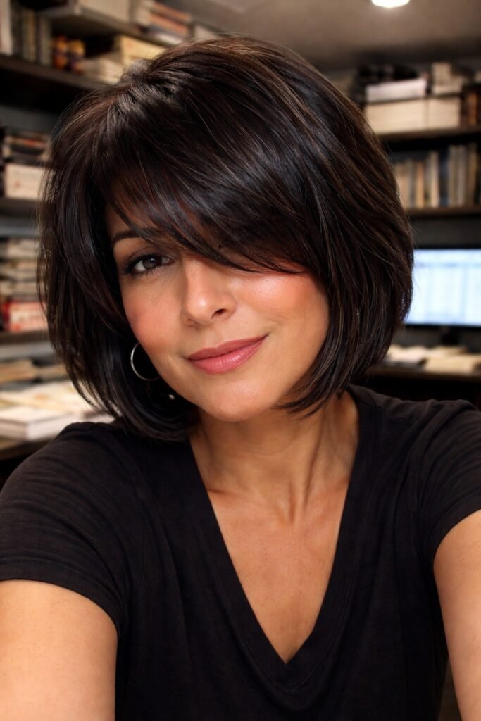 Layered Bob with Deep Side-Swept Bangs