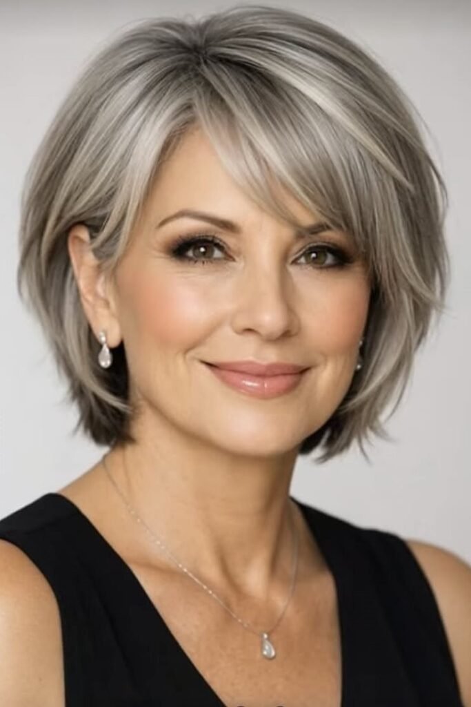 Layered Bob with Side-Swept Bangs
