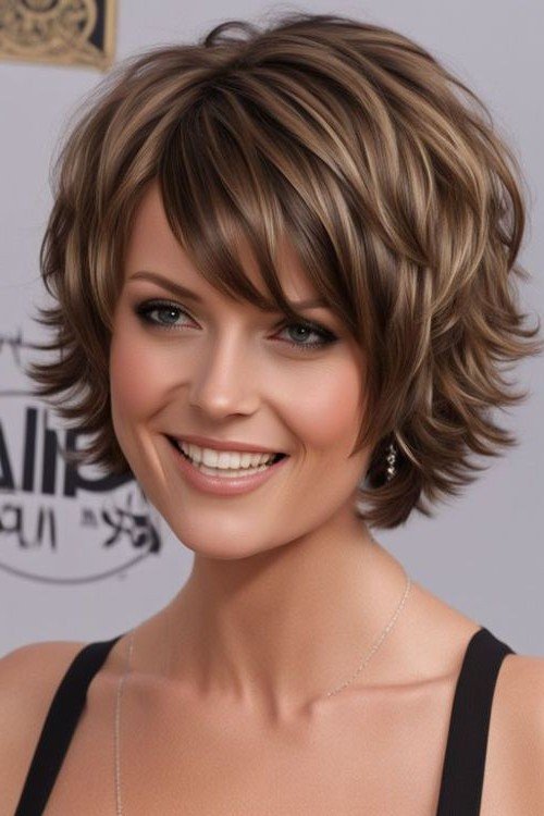 Layered Bob with Side-Swept Highlighted Bangs