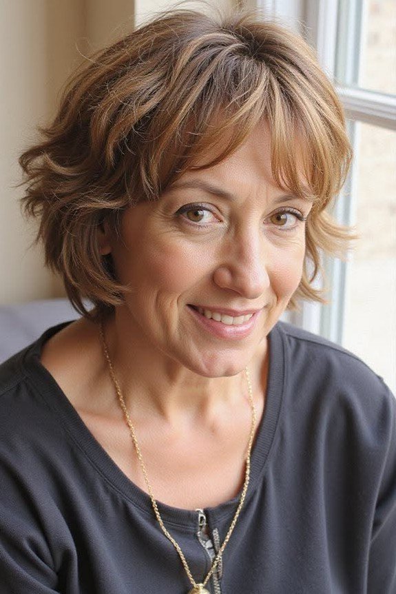Layered Bob with Soft Brow-Skimming Bangs