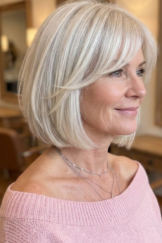 Layered Bob with Soft Curtain Bangs