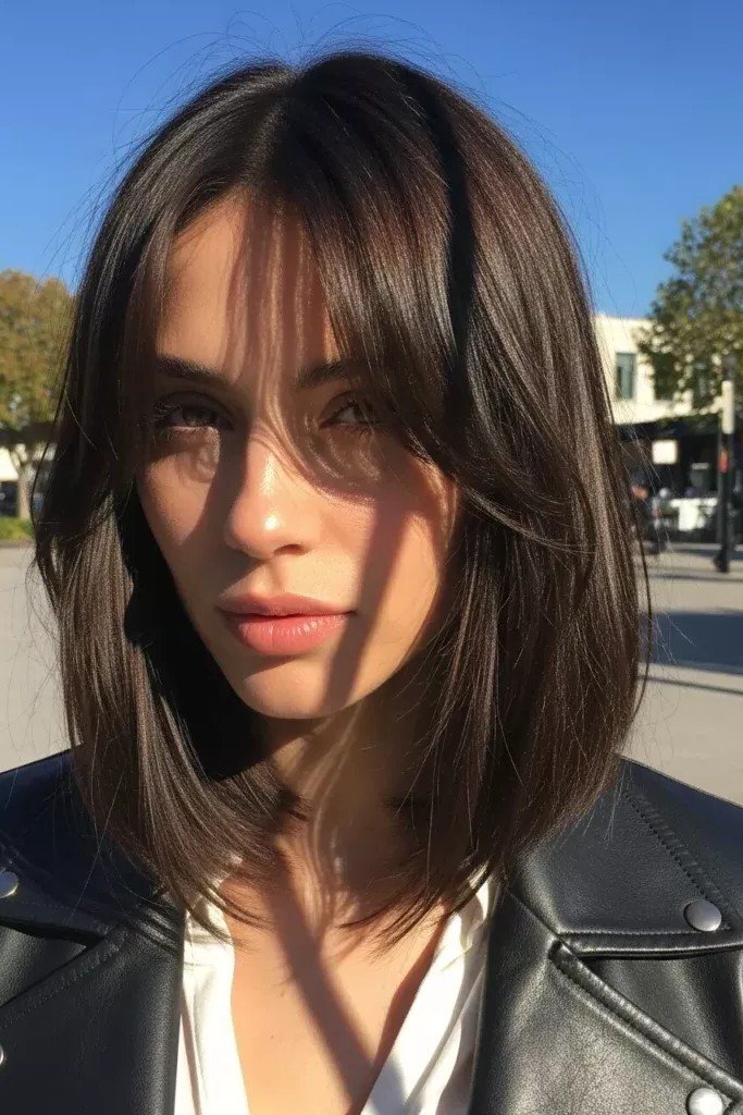 Layered Brunette Bob with Face-Framing Pieces