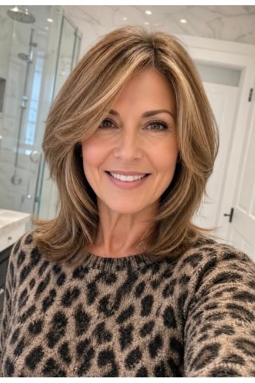 Layered Caramel Bob with Face-Framing Layers