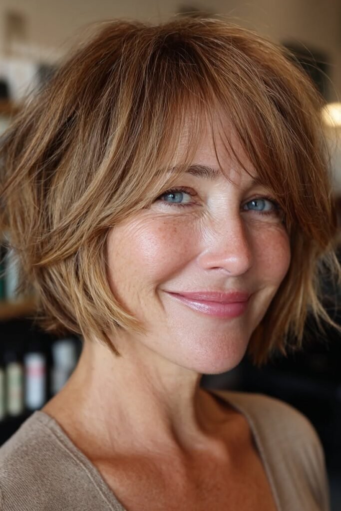 Layered Copper Bob with Soft Fringe