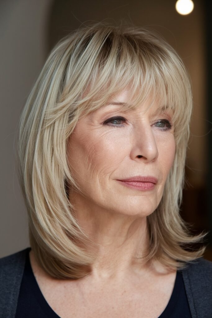 Layered Medium-Length Hair with Classic Fringe