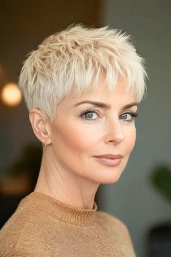 Layered Pixie Cut with Side-Swept Fringe