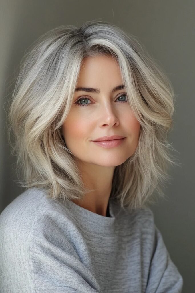 Layered Platinum Bob with Face-Framing Layers