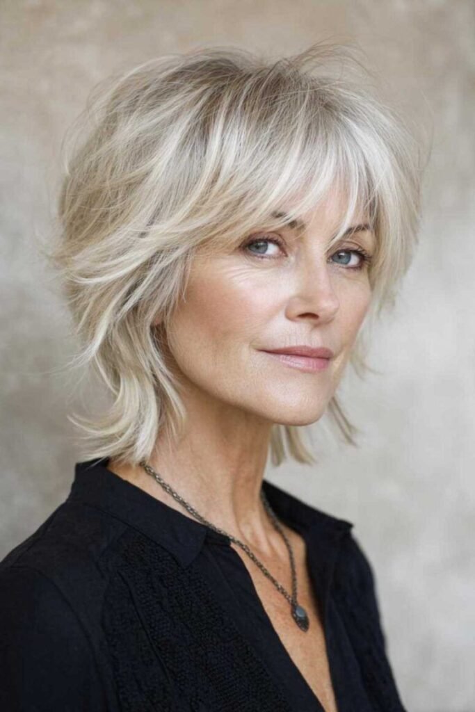 Layered Shag Bob with Textured Bangs