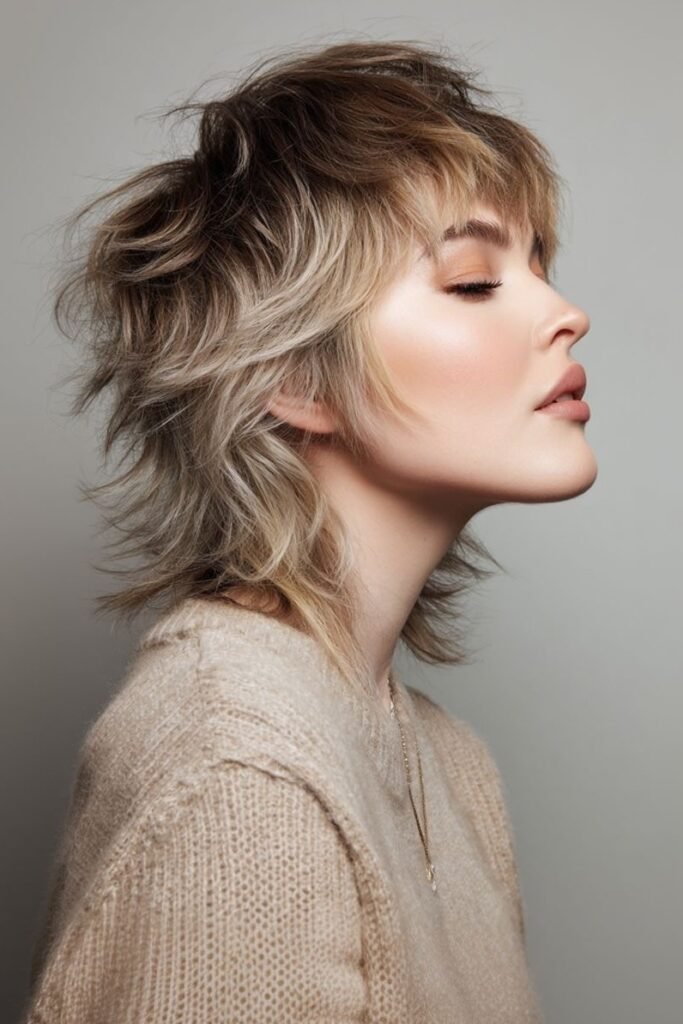 Layered Shaggy Blonde Haircut with Medium Length
