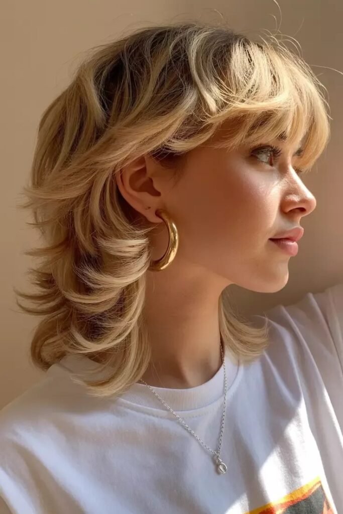 Layered Shaggy Bob with Curtain Bangs