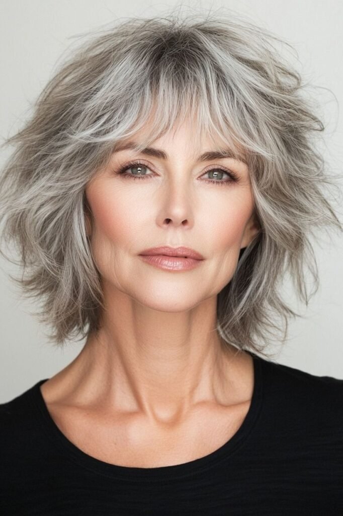 Layered Shaggy Bob with Piece-y Bangs