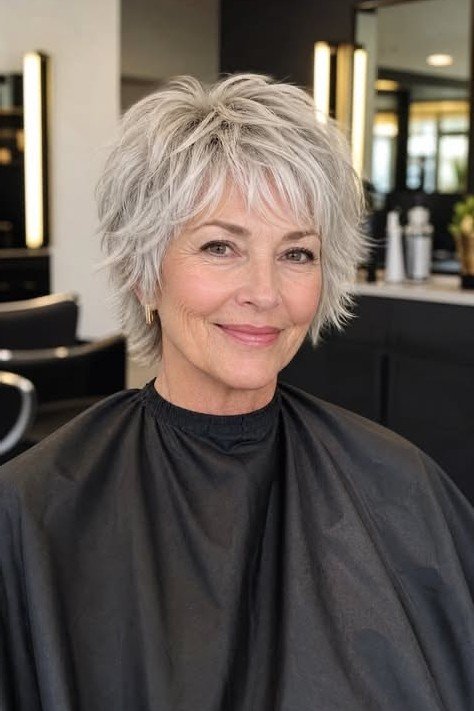 Layered Shaggy Bob with Voluminous Crown