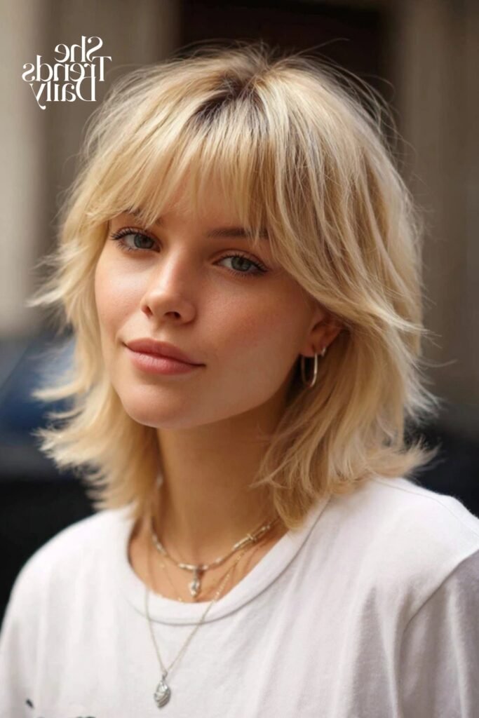 Layered Shaggy Bob with Wispy Bangs