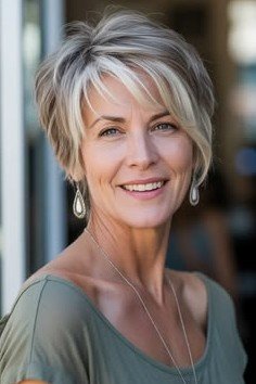 Layered Short Cut with Soft Highlights