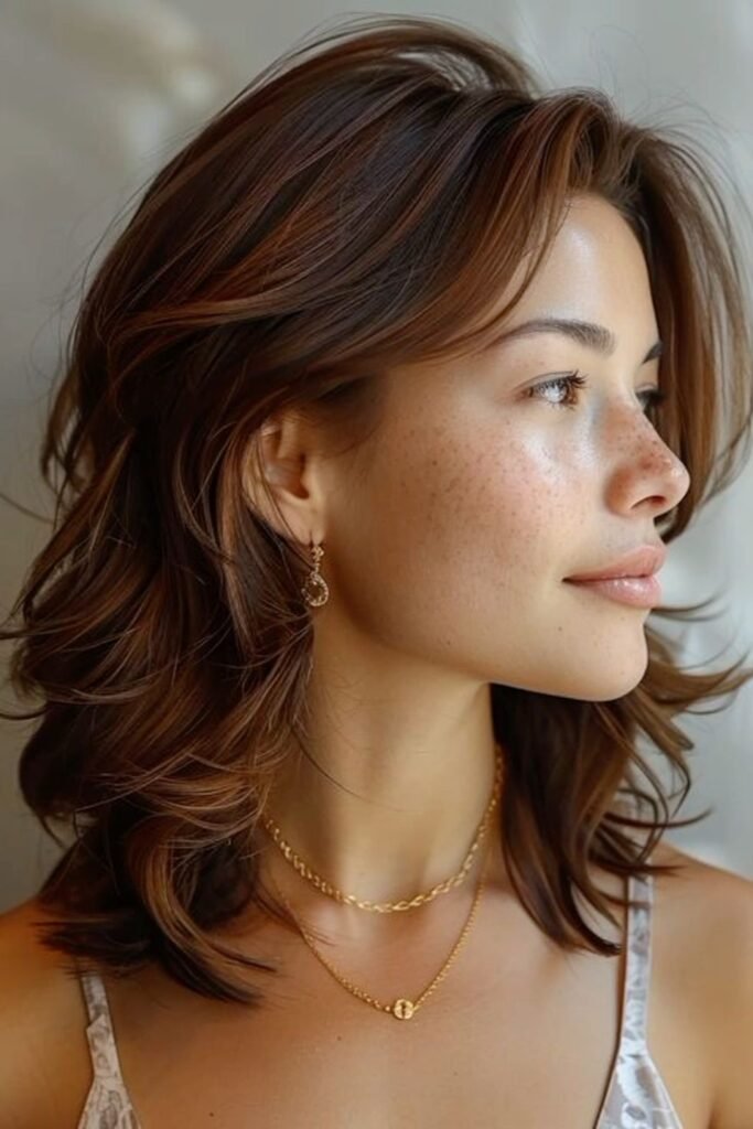 Layered Shoulder-Length Cut with Soft Waves