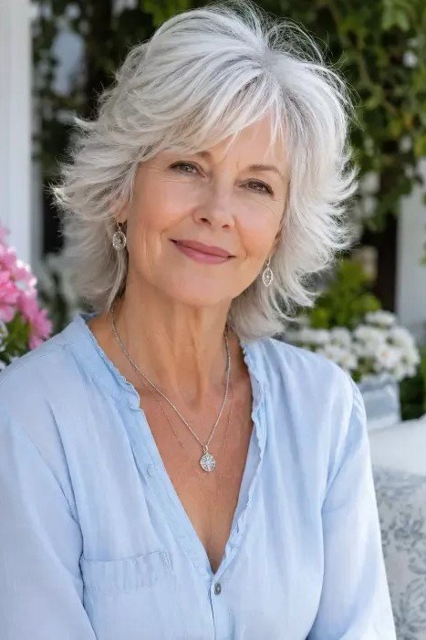Layered Silver Shag with Soft Volume