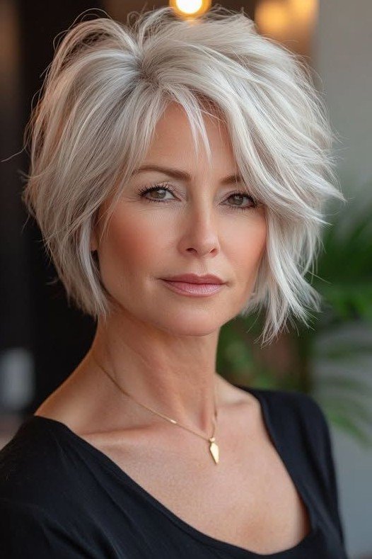 Layered Voluminous Silver Bob
