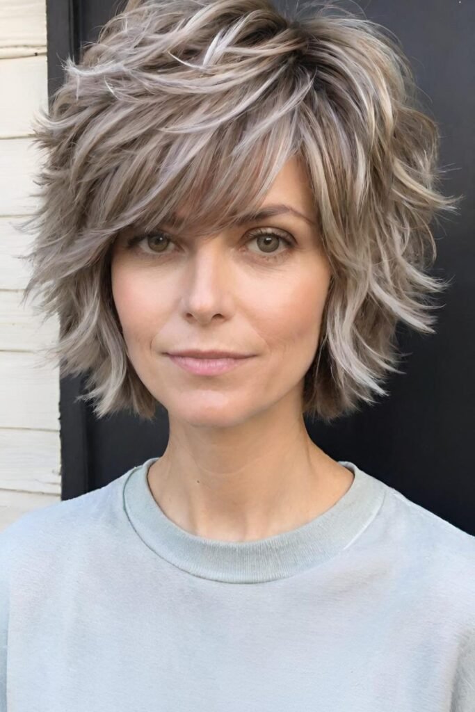 Light Blonde Shaggy Bob with Voluminous Layers