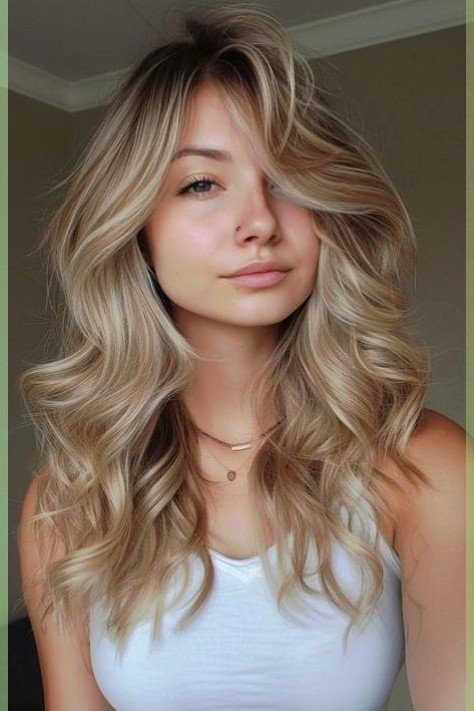 Long Layered Hair with Soft Face-Framing Waves