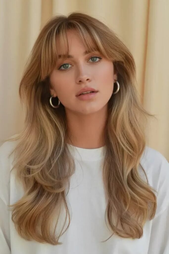 Long Layered Hair with Textured Bangs