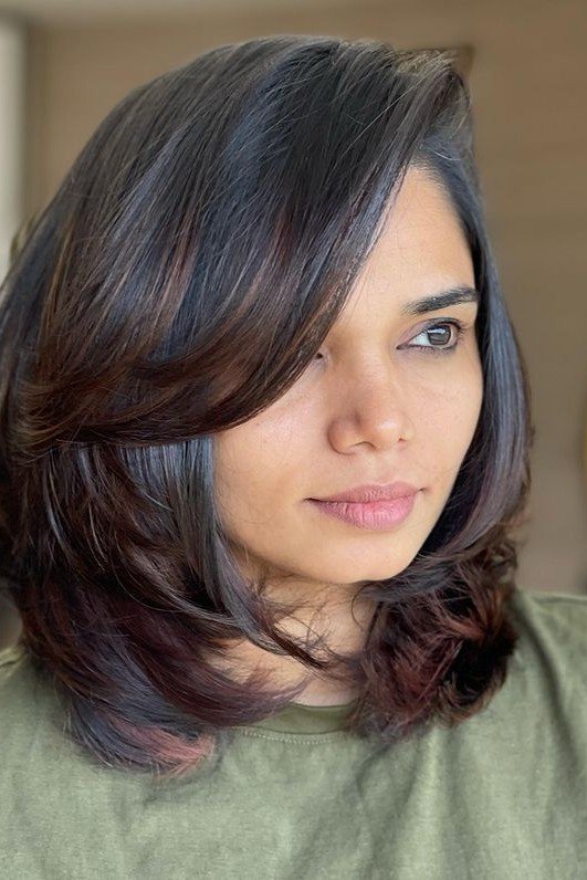 Long Layered Hair with Wispy Bangs