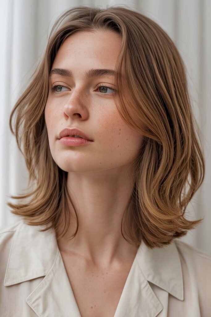 Medium Layered Bob with Curtain Bangs