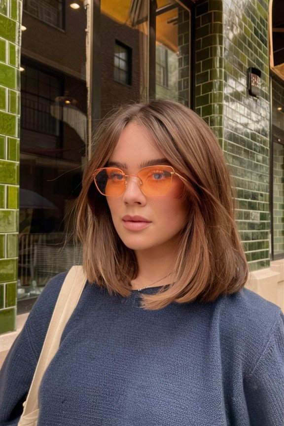Medium Layered Bob with Warm Highlights