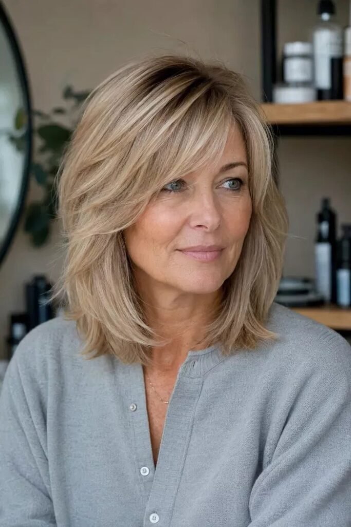Medium-Length Shag with Side-Swept Bangs