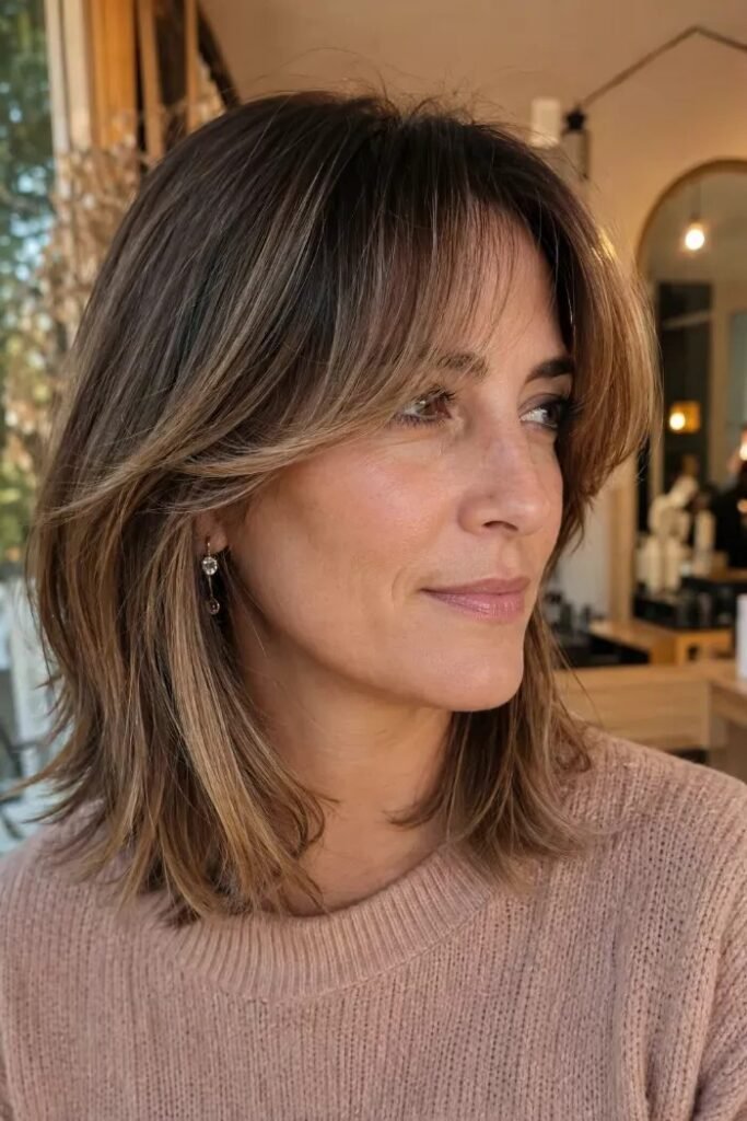 Medium-Length Textured Cut with Soft Curtain Bangs