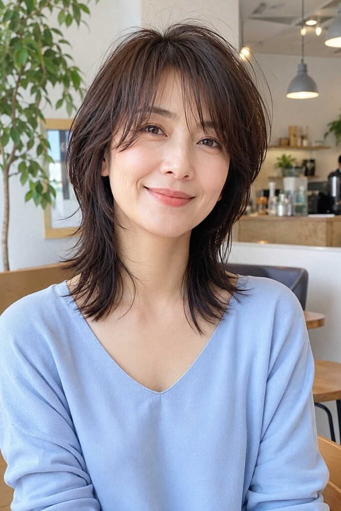 Medium-Length Textured Shag Haircut with Soft Layers
