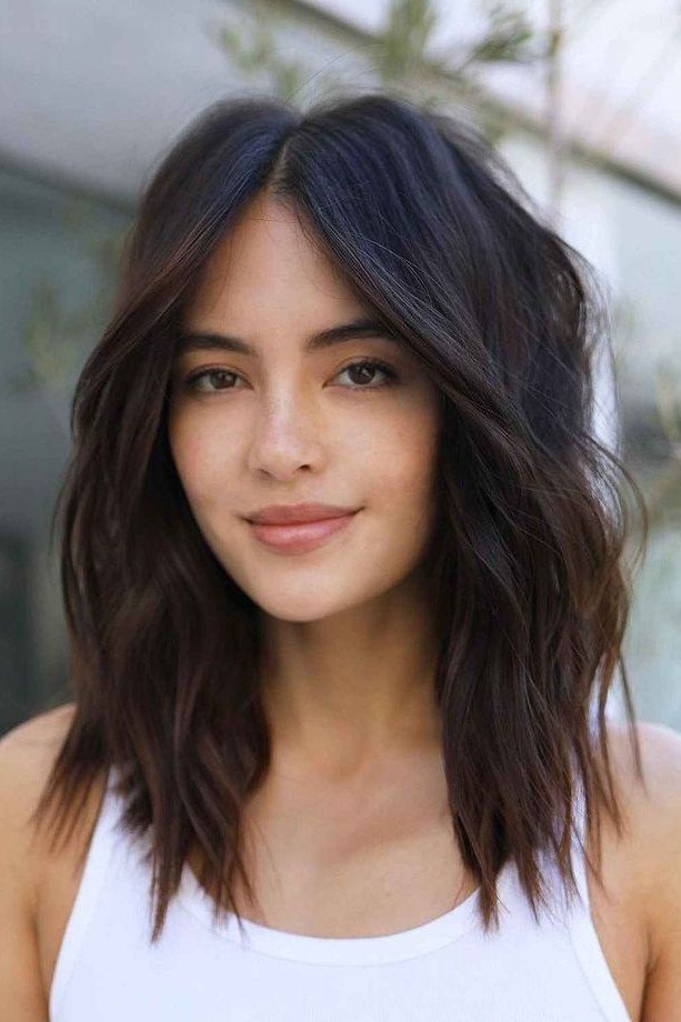 Medium-Length Textured Shag with Center Part