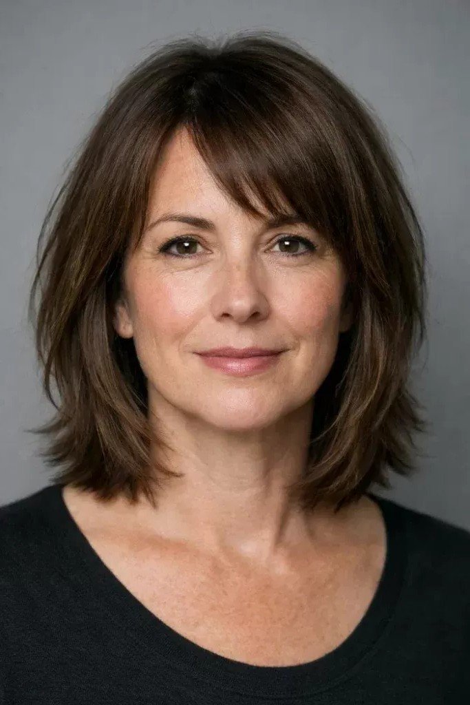 Messy Brown Bob with Wispy Bangs