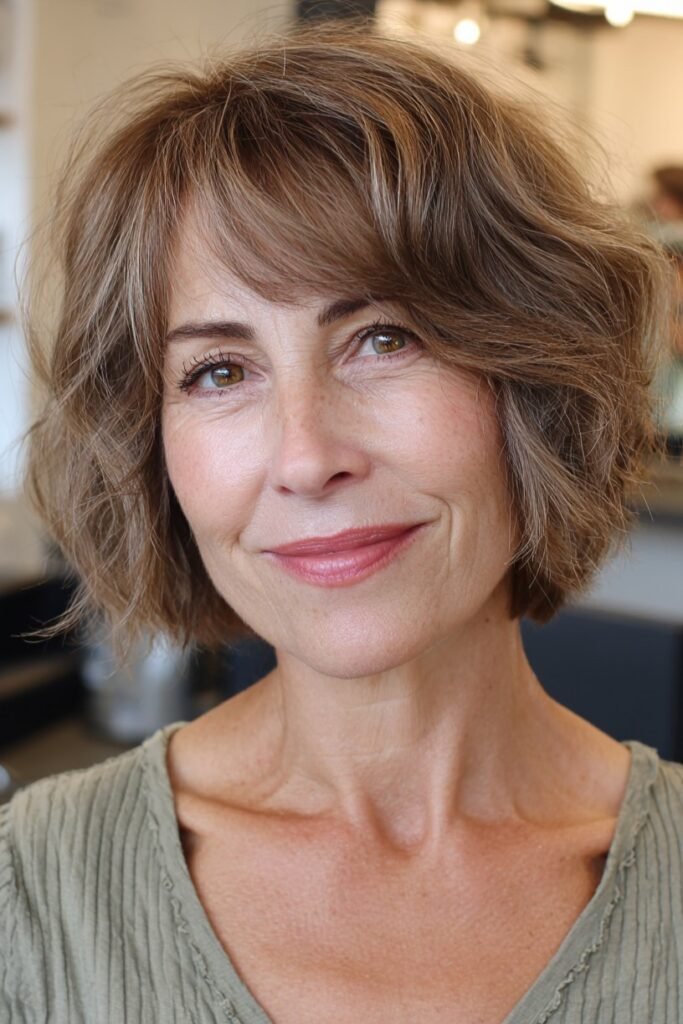 Messy Layered Bob with Wispy Bangs