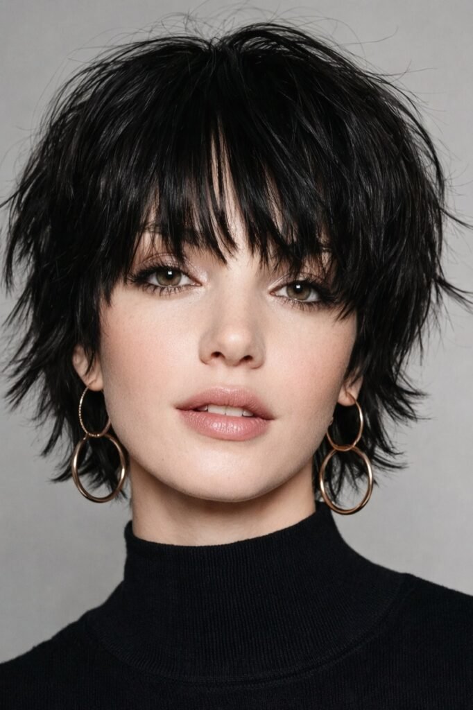 Messy Shaggy Pixie Cut with Bangs