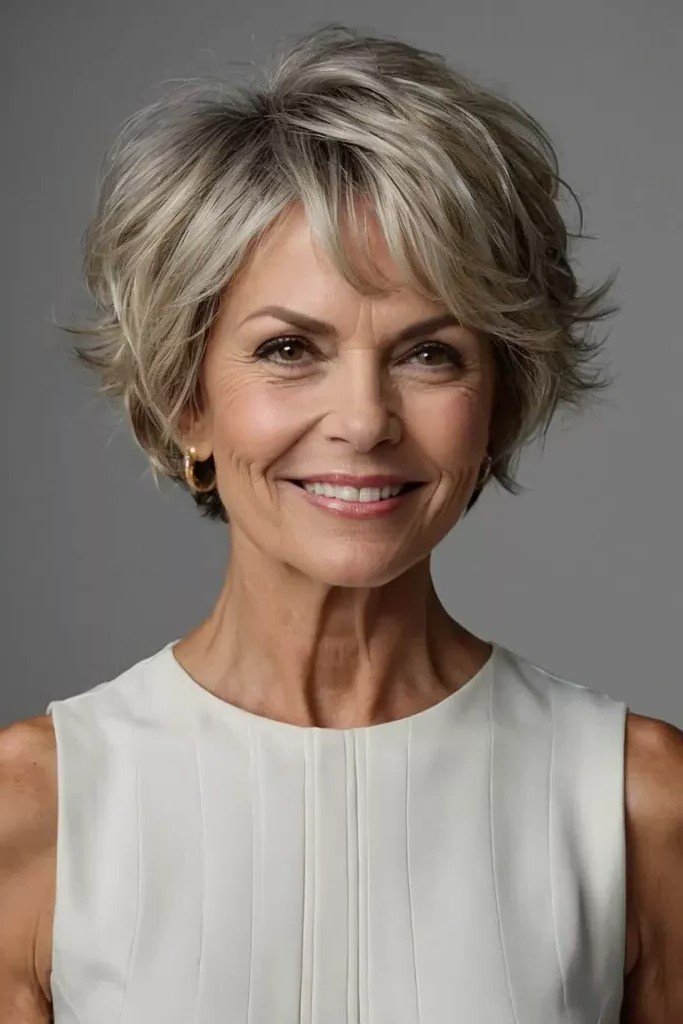 Messy Short Bob with Textured Layers and Soft Fringe