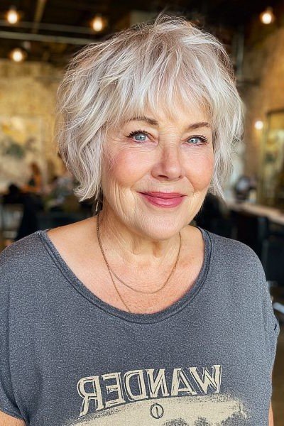 Messy Textured Bob with Soft Bangs