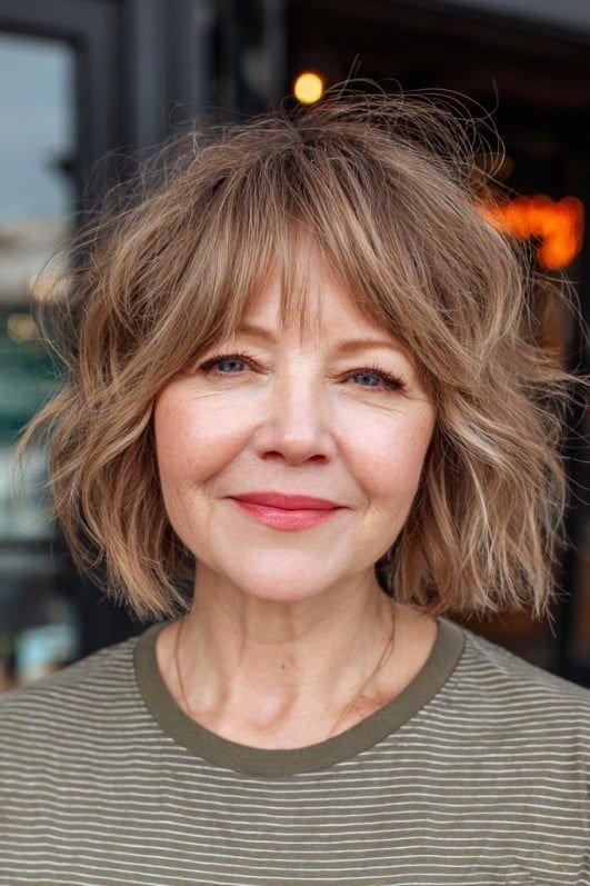 Messy Textured Bob with Soft Fringe