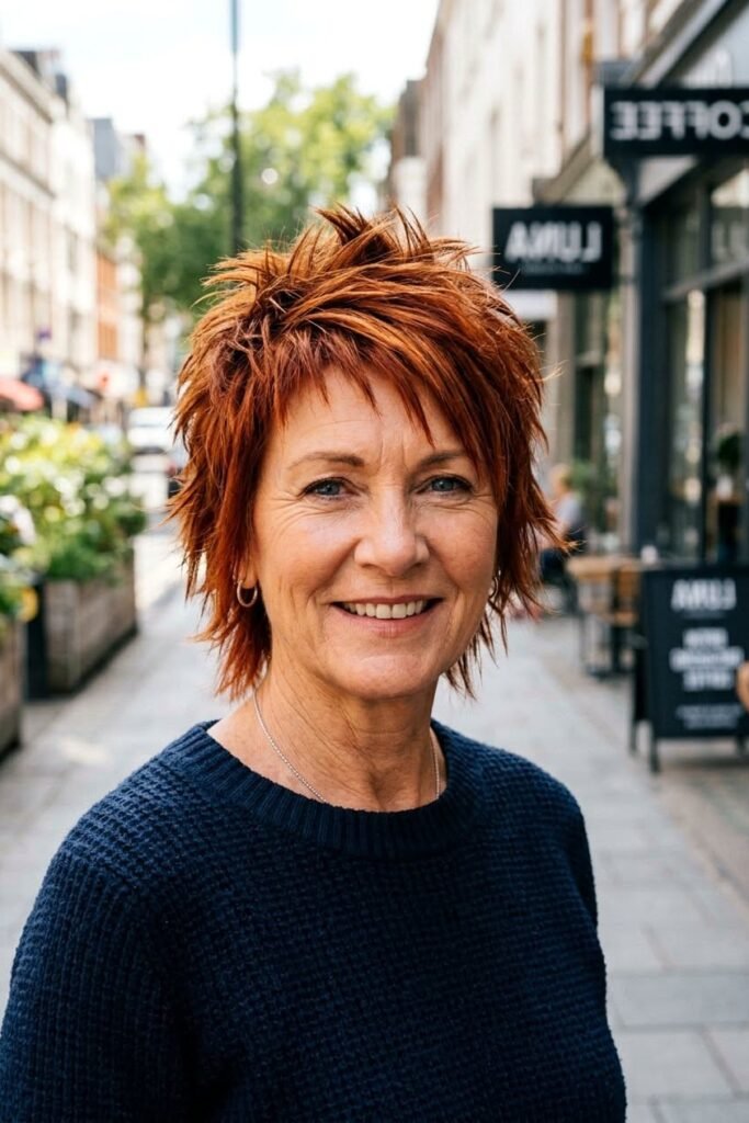 Messy Textured Shag Cut in Vibrant Copper