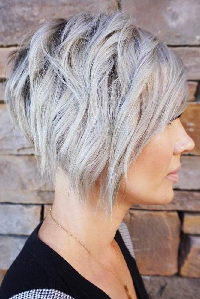 Messy Textured Silver-Blonde Short Bob