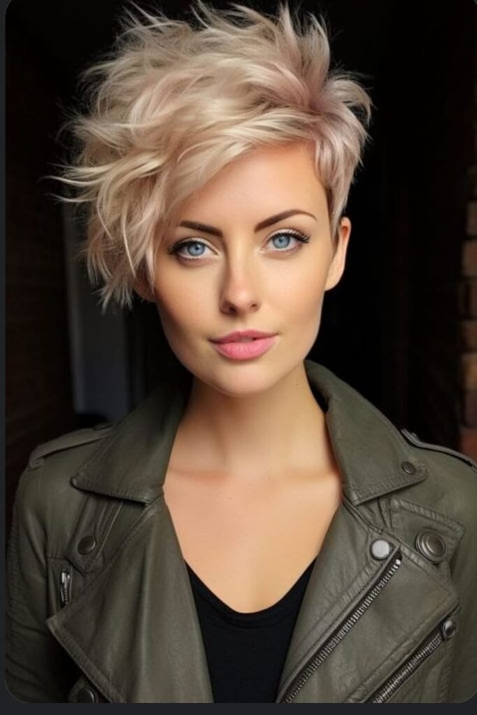 Messy Tousled Pixie Cut with Platinum Blonde Tones