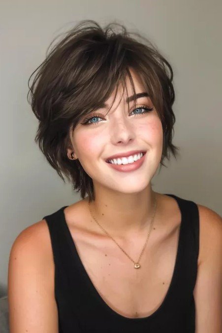 Messy Voluminous Shag Cut with Side Bangs