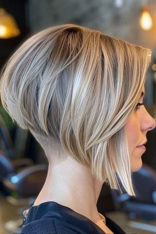 Modern Blonde Angled Bob with Undercut