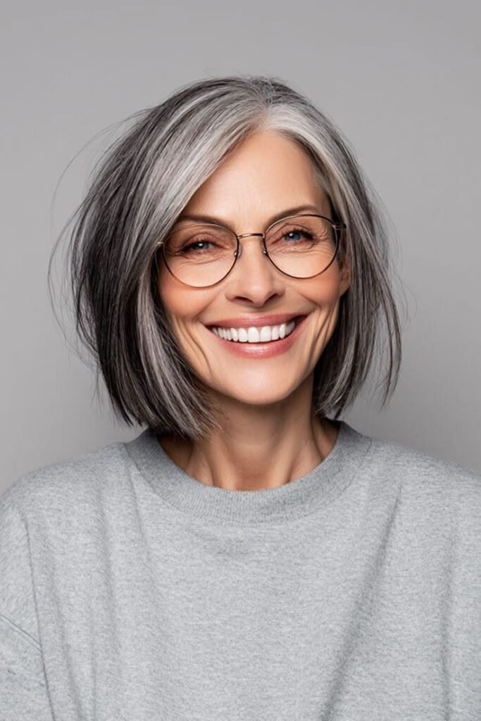 Modern Silver Bob with Soft Layered Ends