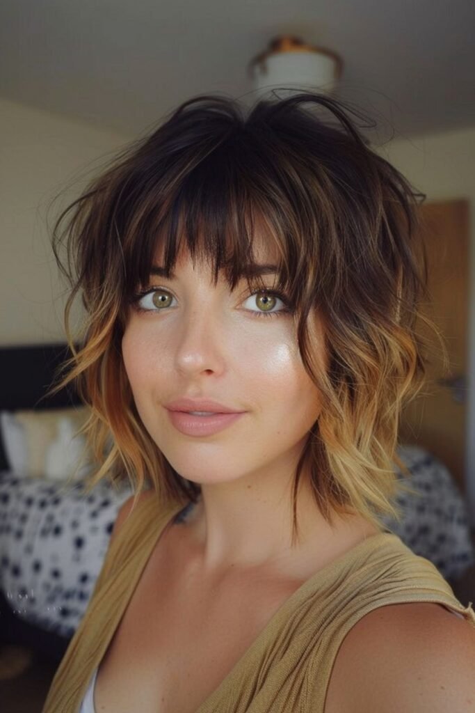Ombre Textured Bob with Piece-y Bangs